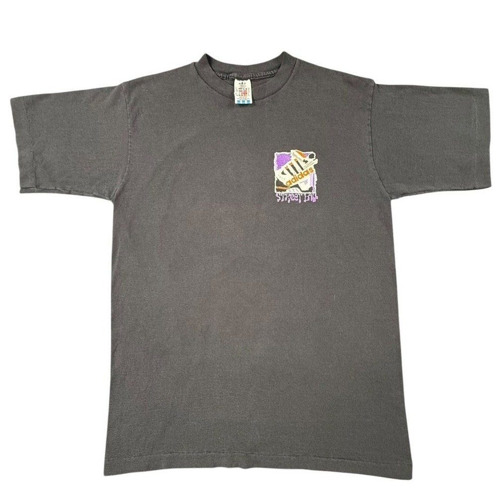 Vintage Adidas Streetball Graphic T-Shirt Mens Black Single Stitch 90s Trefoil